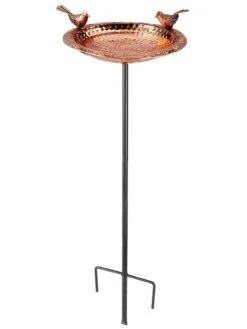 Pure Copper Bird Bath With Two Copper Birds And Multipronged Garden Pole -Nature's Yard Sales Store 3 4 crop 8613378 06v