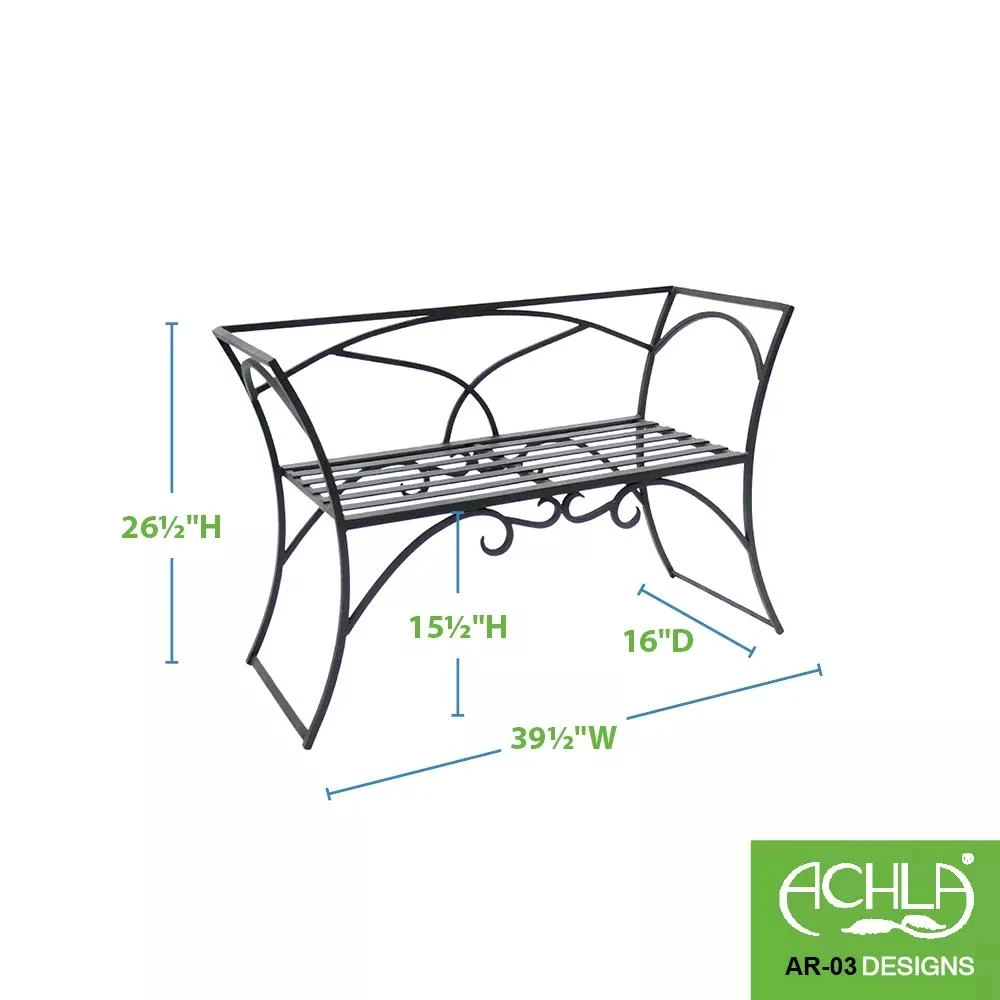 Achla Designs Wrought Iron Arbor Bench With Back 3 Achla Designs Wrought Iron Arbor Bench With Back - Image 3