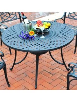 Crosley Sedona Cast Aluminum Dining Table 8 Crosley Sedona Cast Aluminum Dining Table -Nature's Yard Sales Store 8599662 02v crosley sedona cast aluminum dining table 46 inch round black