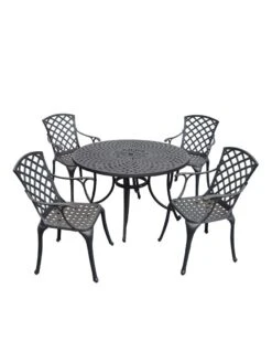 Crosley Sedona Five-Piece Outdoor Dining Set With High Back Armchairs -Nature's Yard Sales Store 8599666 01v crosley sedona five piece outdoor dining set with high back arm chairs 48 inch black