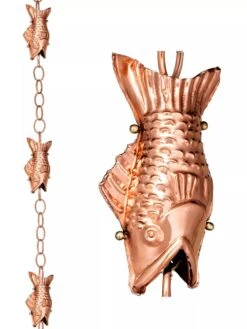 Fish Pure Copper Rain Chain, 8.5' -Nature's Yard Sales Store 8600209 03V tif