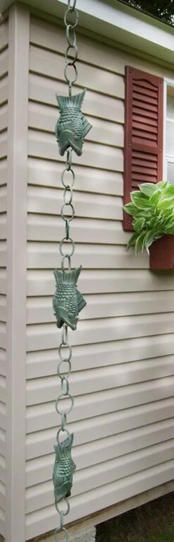 Fish Pure Copper Rain Chain, 8.5' -Nature's Yard Sales Store 8600209 04V tif