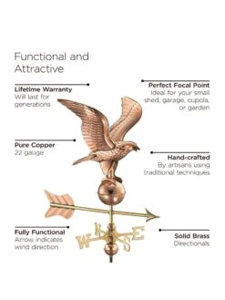 Eagle Cottage Copper Weathervane With Roof Mount -Nature's Yard Sales Store 8600278 01v