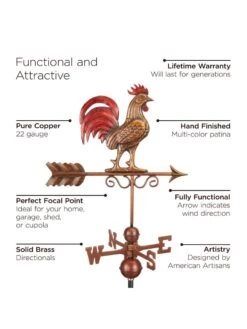 Bantam Rooster Copper Weathervane 11 Bantam Rooster Copper Weathervane -Nature's Yard Sales Store 8600280 05v