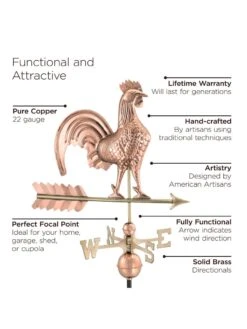 Rooster Copper Weathervane -Nature's Yard Sales Store 8600283 02v