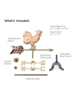 Rooster Cottage Copper Weathervane With Roof Mount -Nature's Yard Sales Store 8600284 01v