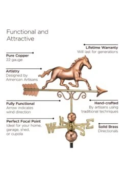 Galloping Horse Copper Weathervane -Nature's Yard Sales Store 8600346 03v