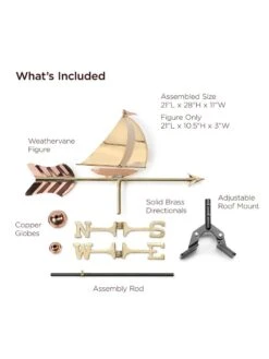 Sailboat Cottage Copper Weathervane With Roof Mount 6 Sailboat Cottage Copper Weathervane With Roof Mount -Nature's Yard Sales Store 8600347 01v