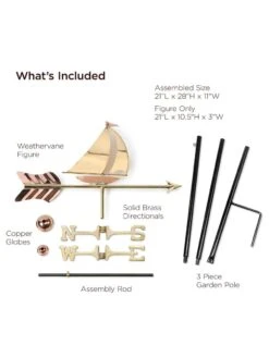 Sailboat Garden Copper Weathervane With Pole 6 Sailboat Garden Copper Weathervane With Pole -Nature's Yard Sales Store 8600348 02v