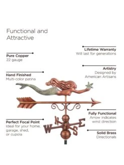 Little Mermaid Copper Weathervane -Nature's Yard Sales Store 8600350 01v