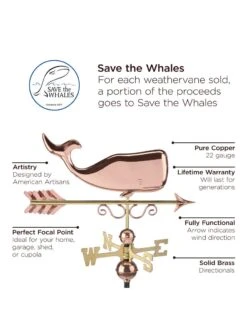 Save The Whales™ Copper Weathervane 8 Save The Whales™ Copper Weathervane -Nature's Yard Sales Store 8600371 04v