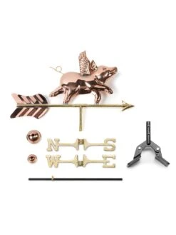 Flying Pig Cottage Copper Weathervane With Roof Mount -Nature's Yard Sales Store 8600376 03v