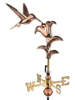Hummingbird Cottage Copper Weathervane With Roof Mount -Nature's Yard Sales Store 8600377 01v hummingbird garden copper weathervane pole 1