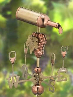 Wine Bottle Cottage Copper Weathervane With Roof Mount