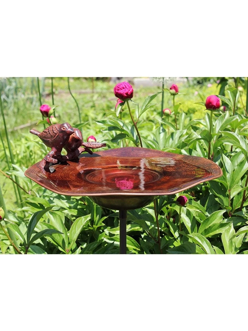 Achla Designs Antiqued Birdbath With Birds And Stake 1 Achla Designs Antiqued Birdbath With Birds And Stake