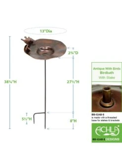 Achla Designs Antiqued Birdbath With Birds And Stake 8 Achla Designs Antiqued Birdbath With Birds And Stake -Nature's Yard Sales Store 8609294 05v