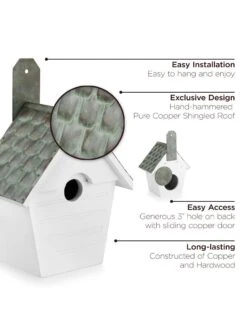 Classic Cottage Bird House With Verdigris Copper Roof -Nature's Yard Sales Store 8609893 03v