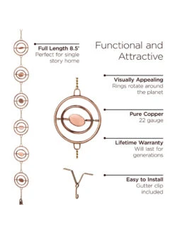 Stellar Copper Rain Chain, 8.5ft -Nature's Yard Sales Store 8610093 03v