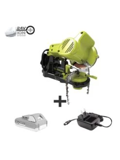 Sun Joe 24V-CSSHRP-LTE 24-Volt ION+ Cordless Mountable Chain Saw Sharpener Kit | W/ 2.0-Ah Battery And Charger