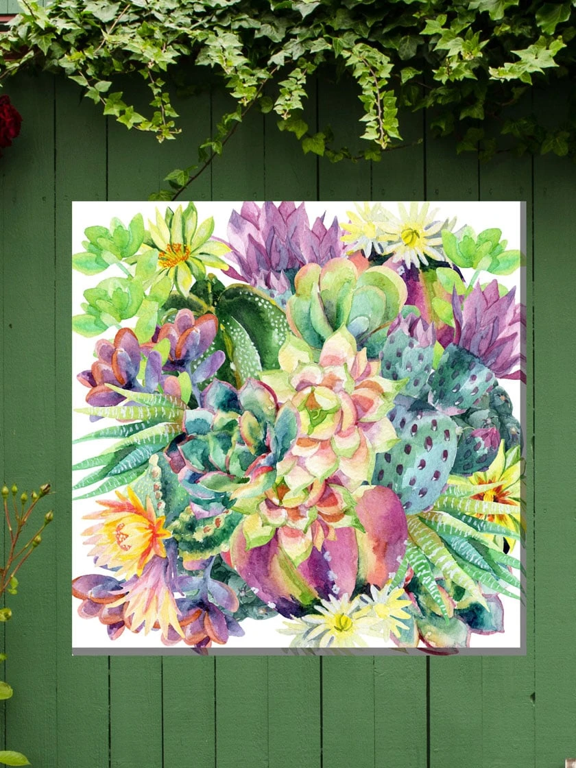 Succulent Blooms Outdoor Wall Art 1 Succulent Blooms Outdoor Wall Art
