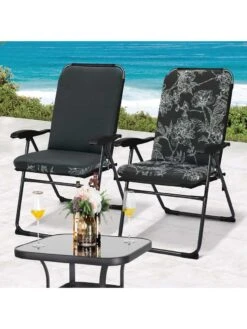 Outdoor Decor™ Seat Pad High Back Cushions, 20" X 45" 13 Outdoor Decor™ Seat Pad High Back Cushions, 20" X 45" -Nature's Yard Sales Store 8611125 102v bkf outdoor seat pad high back cushions 20x45 black flowers