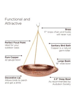 Copper Hanging Birdbath, 18" -Nature's Yard Sales Store 8612268 04v