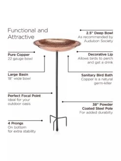 Copper Birdbath, 18" With Stake -Nature's Yard Sales Store 8612271 04V