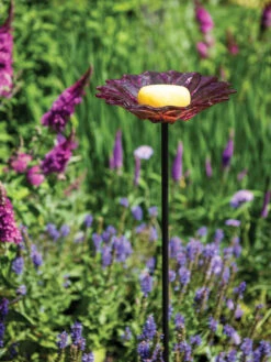 Glass Flower Butterfly Feeder Stake