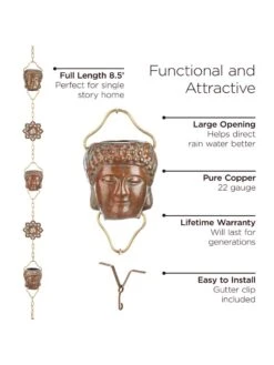 Buddha Copper Rain Chains, 8.5' -Nature's Yard Sales Store 8612737 03v