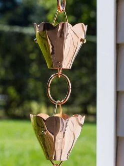 Tulip Pure Copper Rain Chain, 8.5' -Nature's Yard Sales Store 8612740 02v