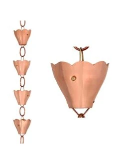 Tulip Pure Copper Rain Chain, 8.5' -Nature's Yard Sales Store 8612740 03v