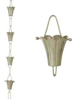 Fluted Flower Pure Copper Rain Chain, 8.5' 12 Fluted Flower Pure Copper Rain Chain, 8.5' -Nature's Yard Sales Store 8612742 02v