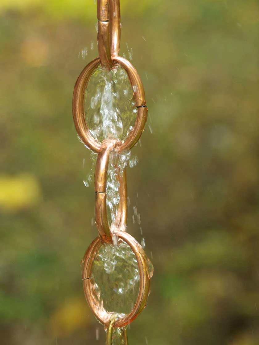 Single Link Pure Copper Rain Chain, 8.5' 1 Single Link Pure Copper Rain Chain, 8.5'
