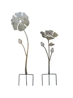 Poppy Garden Stakes Set Of 2 -Nature's Yard Sales Store 8613140 7822