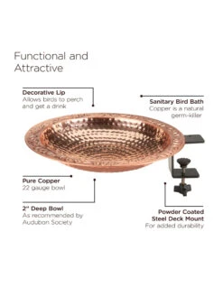 Pure Copper Bird Bath Deck Mount -Nature's Yard Sales Store 8613381 05v