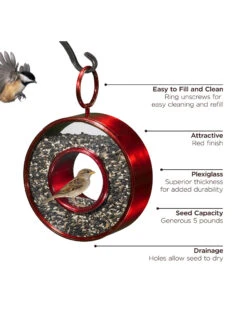 Circle Fly-Thru™ Bird Feeder With A Ruby Red Finish 7 Circle Fly-Thru™ Bird Feeder With A Ruby Red Finish -Nature's Yard Sales Store 8613383 03v